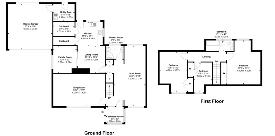 1st & Second Floor Plan — 2D Plans floor plan sample