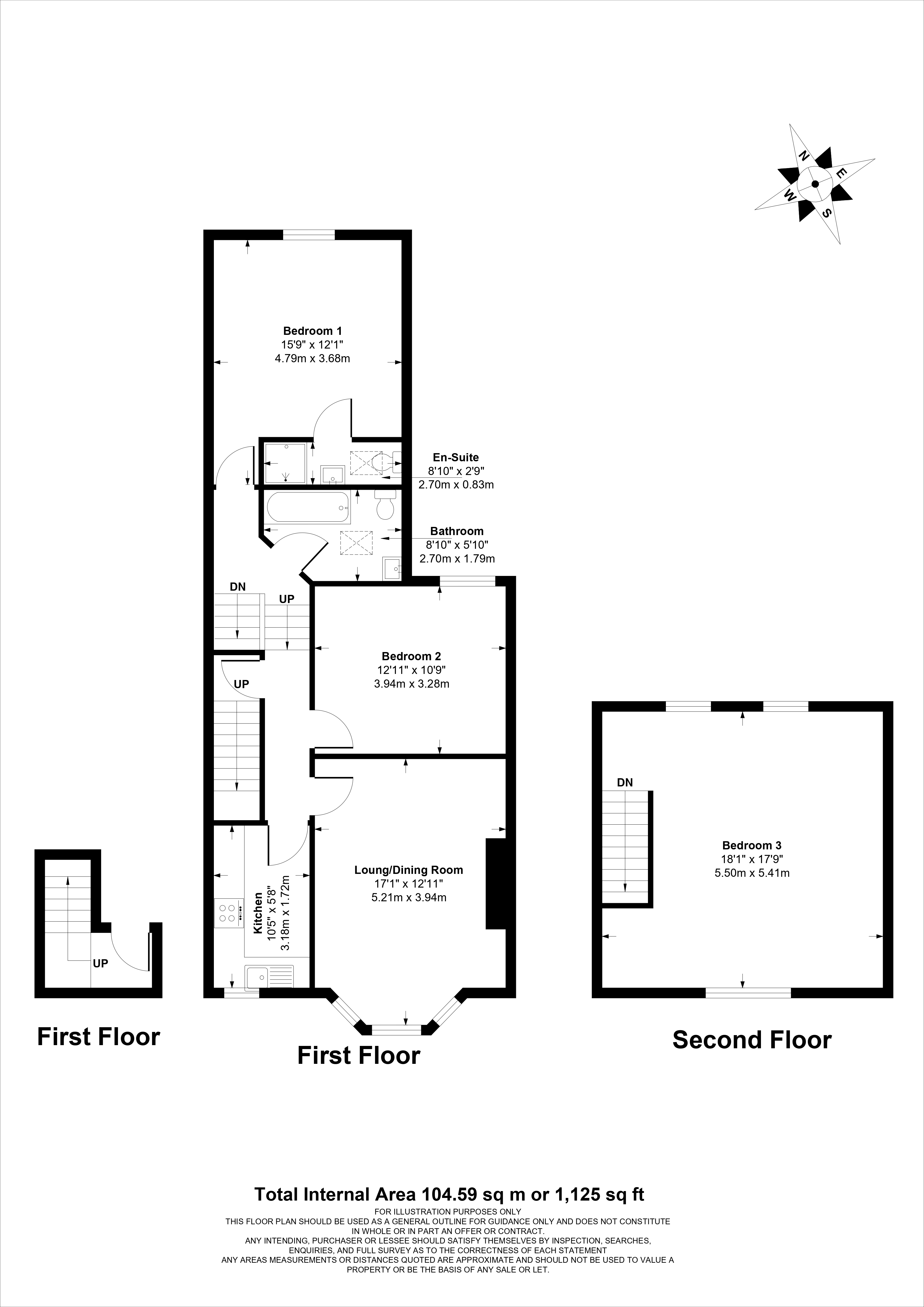 Total Internal Area - 1st & 2nd Floor Plan — 2D Plans floor plan sample
