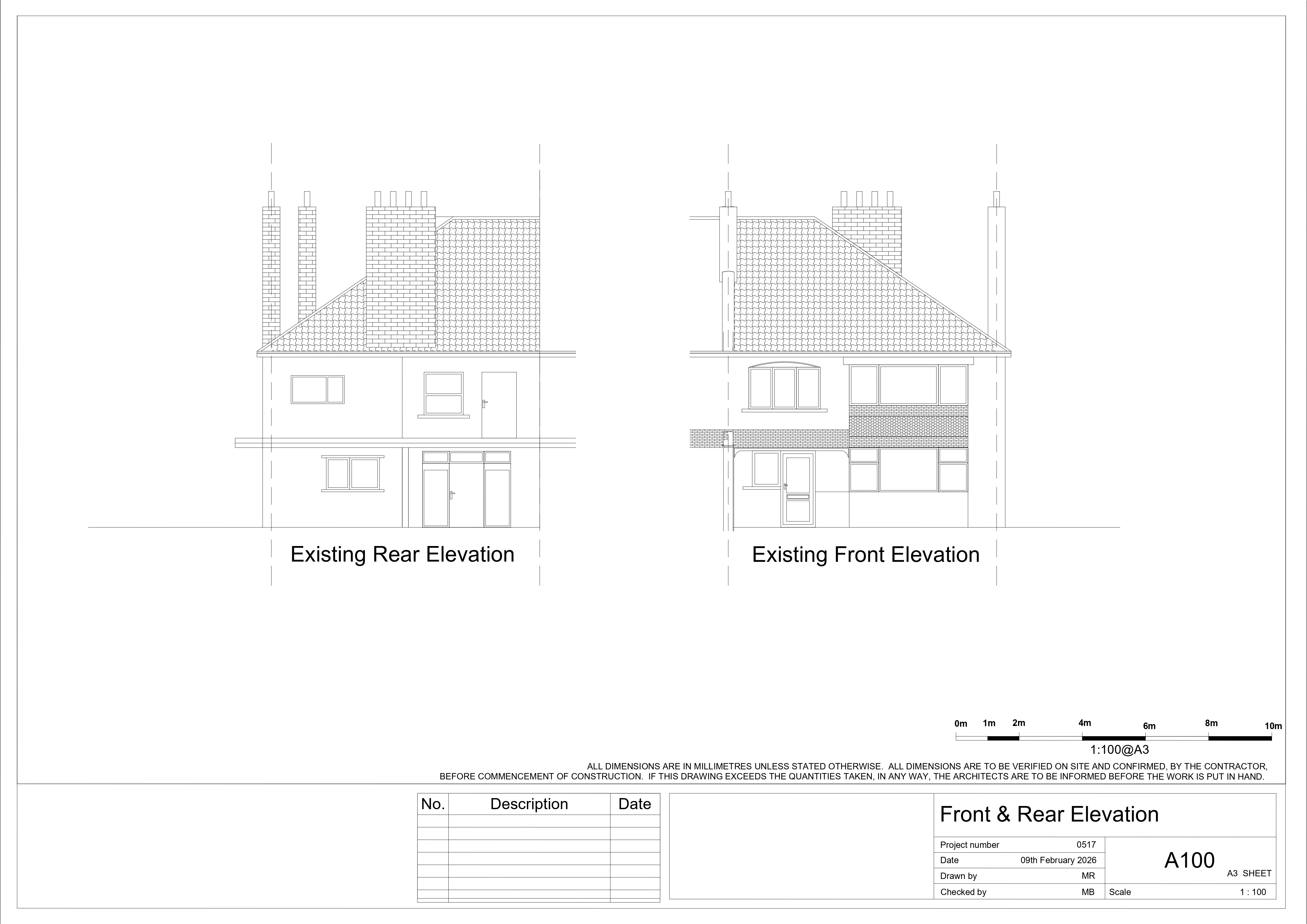 Rear & Front Elevation — Elevation floor plan sample